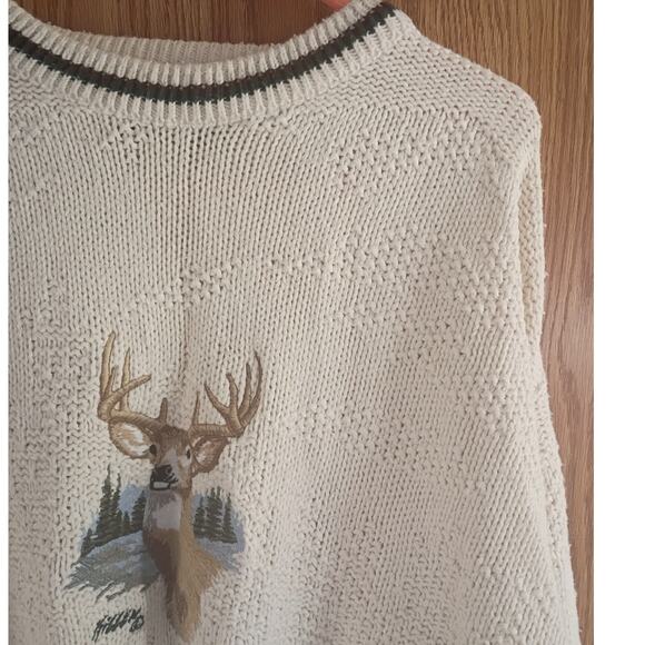 Vntg USA-Made Shenandoah XLT Deer Landscape Sweater 100% Cotton Heritage Lodge - Picture 9 of 13